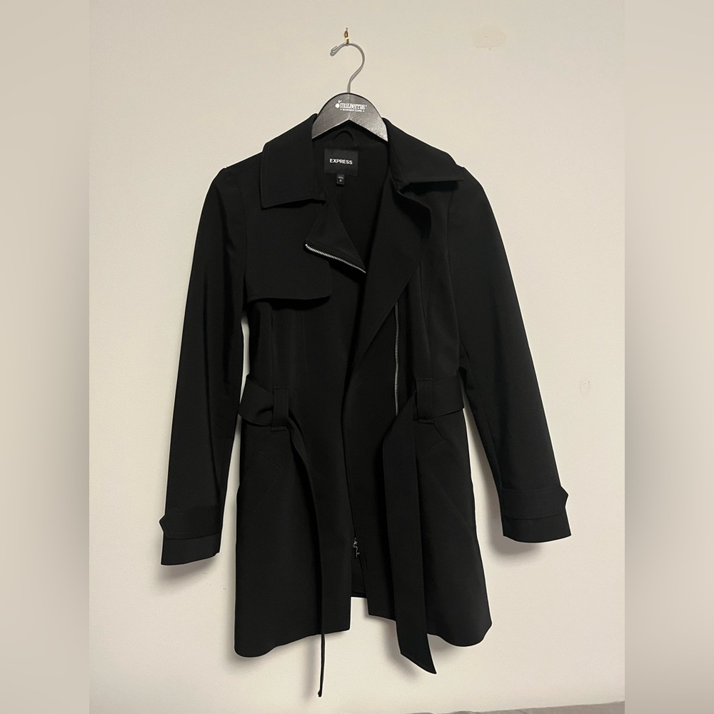 Express Women's Black Soft Shell Trench Coat